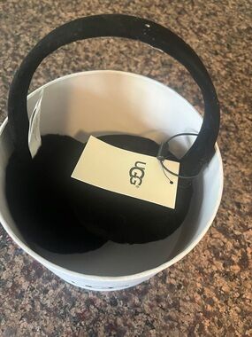 UGG Black Plush Ear Warmers with Logo Tag
